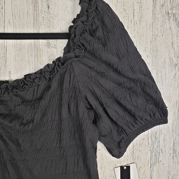 NWT Speechless Black Pucker Sweetheart Knit Short Sleeve Dress Women's Medium - Picture 4 of 12